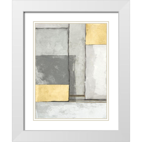 Linear Grey III White Modern Wood Framed Art Print with Double Matting by Goldberger, Jennifer