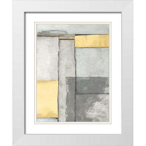 Linear Grey IV White Modern Wood Framed Art Print with Double Matting by Goldberger, Jennifer