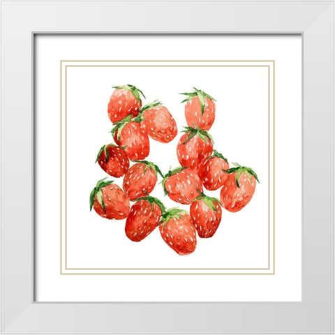 Strawberry Picking I White Modern Wood Framed Art Print with Double Matting by Warren, Annie
