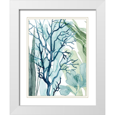Sea Leaves I White Modern Wood Framed Art Print with Double Matting by Popp, Grace