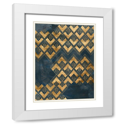 Deco Pattern in Blue II White Modern Wood Framed Art Print with Double Matting by Vess, June Erica