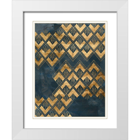 Deco Pattern in Blue II White Modern Wood Framed Art Print with Double Matting by Vess, June Erica