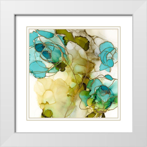 Flower Facets III White Modern Wood Framed Art Print with Double Matting by Goldberger, Jennifer