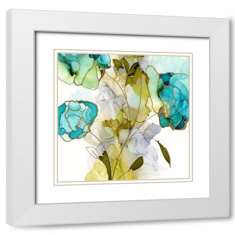 Flower Facets V White Modern Wood Framed Art Print with Double Matting by Goldberger, Jennifer
