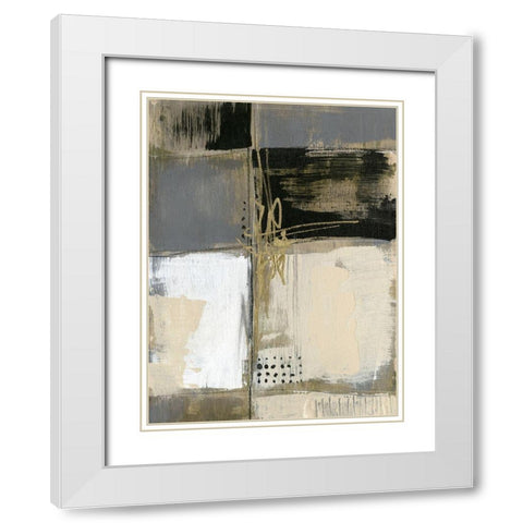 Neutral Divisions III White Modern Wood Framed Art Print with Double Matting by Goldberger, Jennifer