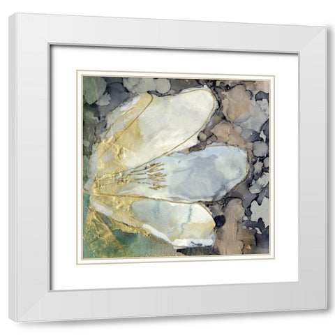 Abstracted Lily II White Modern Wood Framed Art Print with Double Matting by Goldberger, Jennifer