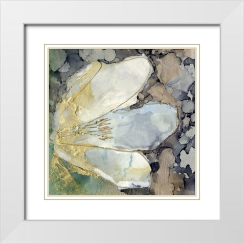 Abstracted Lily II White Modern Wood Framed Art Print with Double Matting by Goldberger, Jennifer