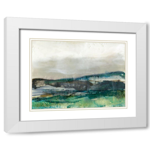 Aqua Hills II White Modern Wood Framed Art Print with Double Matting by Goldberger, Jennifer