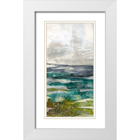 Crackled Marshland I White Modern Wood Framed Art Print with Double Matting by Goldberger, Jennifer