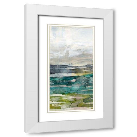 Crackled Marshland II White Modern Wood Framed Art Print with Double Matting by Goldberger, Jennifer