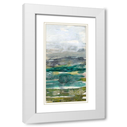 Crackled Marshland III White Modern Wood Framed Art Print with Double Matting by Goldberger, Jennifer