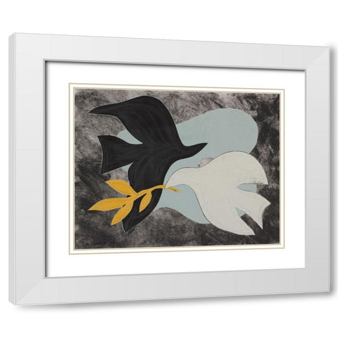 Dove Composition IV White Modern Wood Framed Art Print with Double Matting by Delamater, Rob
