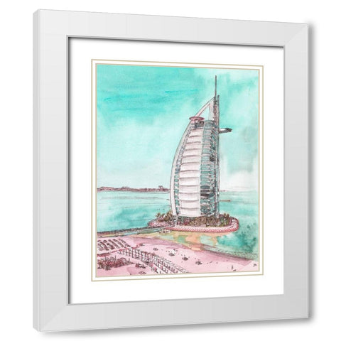 Day Landing Dubai I White Modern Wood Framed Art Print with Double Matting by Wang, Melissa