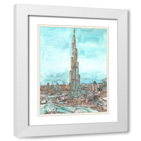 Day Landing Dubai II White Modern Wood Framed Art Print with Double Matting by Wang, Melissa