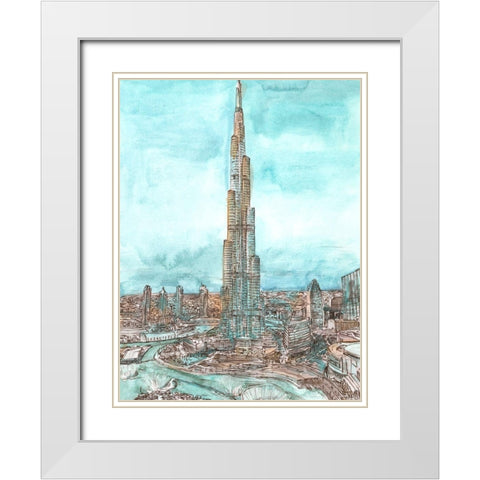 Day Landing Dubai II White Modern Wood Framed Art Print with Double Matting by Wang, Melissa