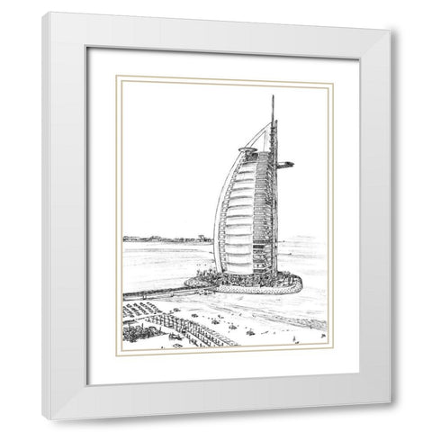 Dubai in Black and White I White Modern Wood Framed Art Print with Double Matting by Wang, Melissa