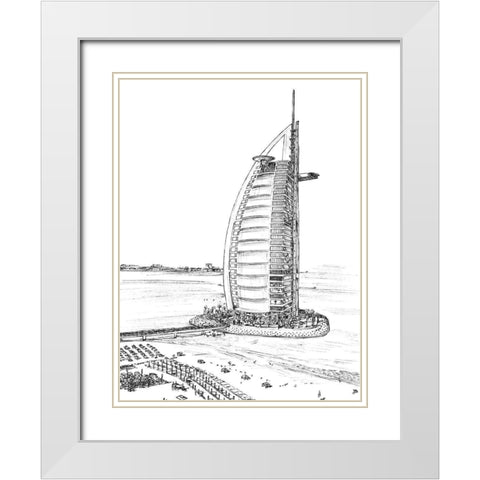 Dubai in Black and White I White Modern Wood Framed Art Print with Double Matting by Wang, Melissa
