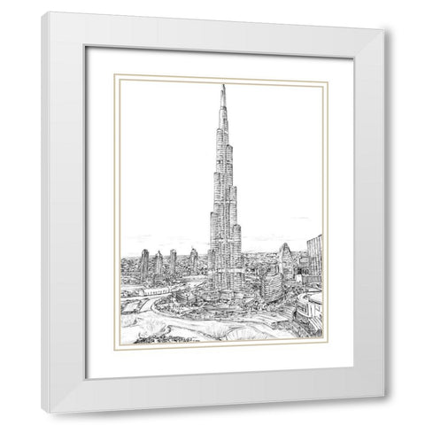 Dubai in Black and White II White Modern Wood Framed Art Print with Double Matting by Wang, Melissa