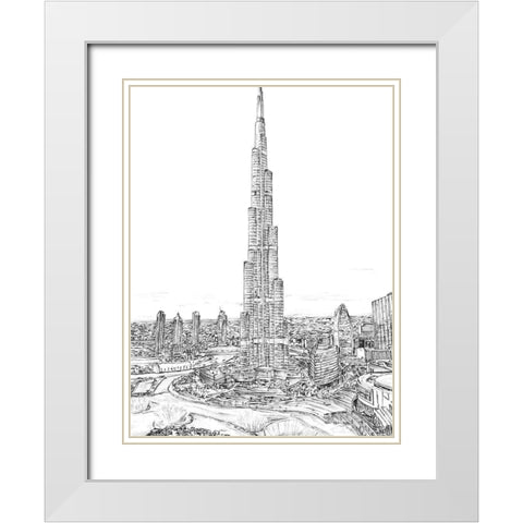 Dubai in Black and White II White Modern Wood Framed Art Print with Double Matting by Wang, Melissa