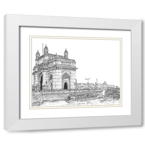 India in Black and White I White Modern Wood Framed Art Print with Double Matting by Wang, Melissa