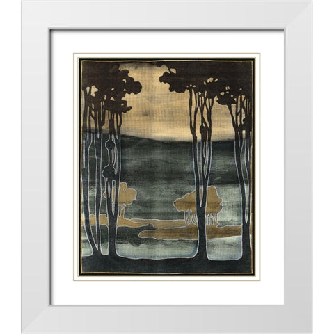 Nouveau Trees I White Modern Wood Framed Art Print with Double Matting by Goldberger, Jennifer