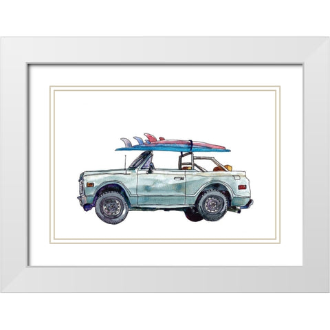 Surfin Wheels I White Modern Wood Framed Art Print with Double Matting by McCreery, Paul