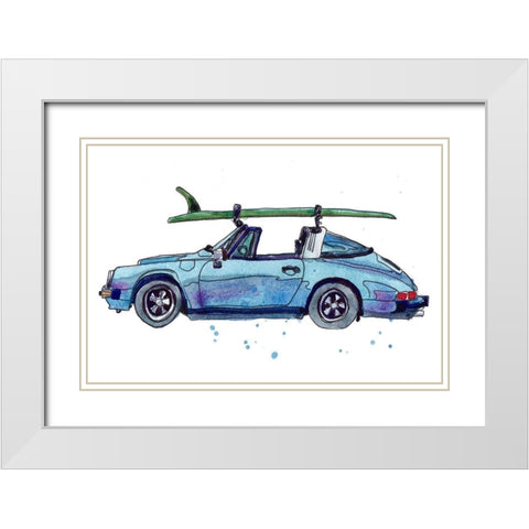 Surfin Wheels IV White Modern Wood Framed Art Print with Double Matting by McCreery, Paul