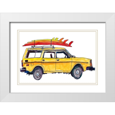 Surfin Wheels V White Modern Wood Framed Art Print with Double Matting by McCreery, Paul