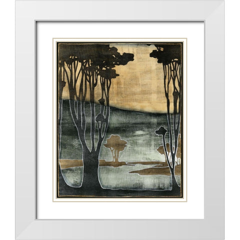 Nouveau Trees II White Modern Wood Framed Art Print with Double Matting by Goldberger, Jennifer