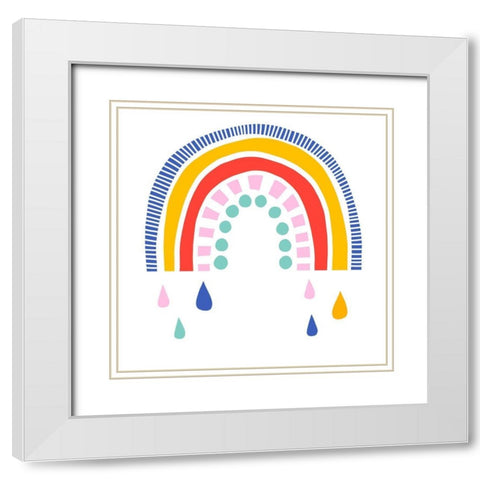 Patterned Rainbow I White Modern Wood Framed Art Print with Double Matting by Barnes, Victoria