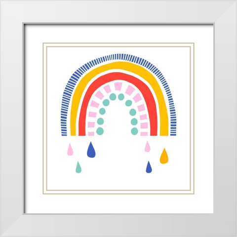 Patterned Rainbow I White Modern Wood Framed Art Print with Double Matting by Barnes, Victoria