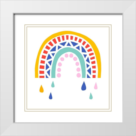 Patterned Rainbow II White Modern Wood Framed Art Print with Double Matting by Barnes, Victoria