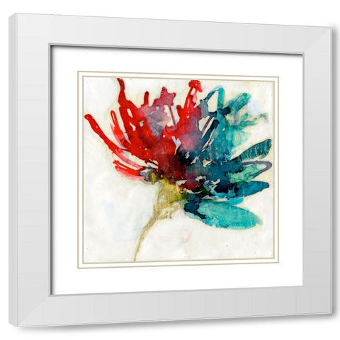 Splashed Flower I White Modern Wood Framed Art Print with Double Matting by Goldberger, Jennifer