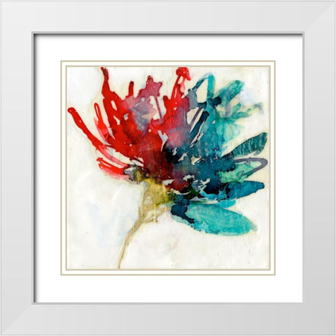 Splashed Flower I White Modern Wood Framed Art Print with Double Matting by Goldberger, Jennifer