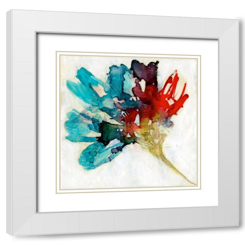 Splashed Flower II White Modern Wood Framed Art Print with Double Matting by Goldberger, Jennifer