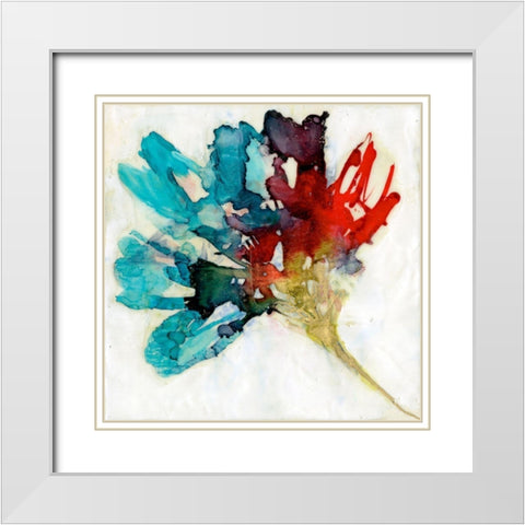 Splashed Flower II White Modern Wood Framed Art Print with Double Matting by Goldberger, Jennifer