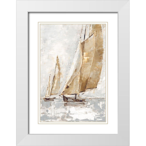 Golden Sails II White Modern Wood Framed Art Print with Double Matting by Harper, Ethan