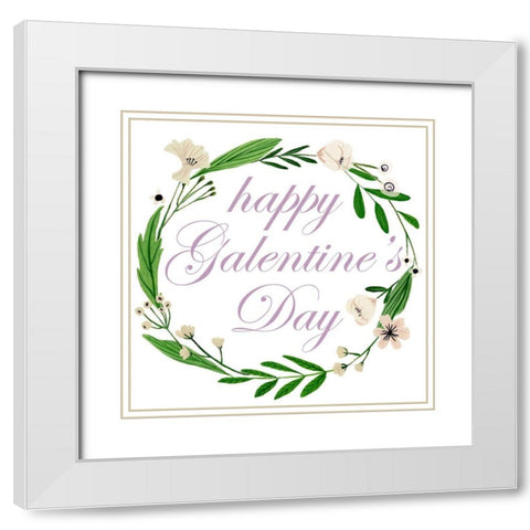 Happy Galentines Day I White Modern Wood Framed Art Print with Double Matting by Wang, Melissa