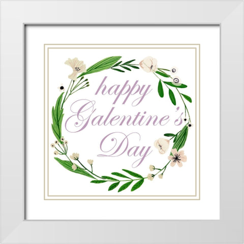 Happy Galentines Day I White Modern Wood Framed Art Print with Double Matting by Wang, Melissa