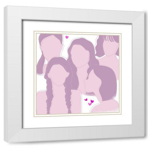 Happy Galentines Day III White Modern Wood Framed Art Print with Double Matting by Wang, Melissa
