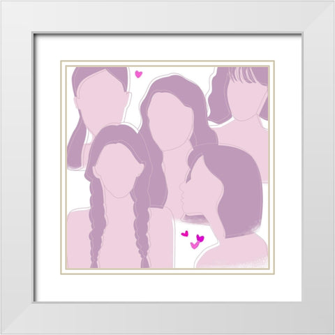 Happy Galentines Day III White Modern Wood Framed Art Print with Double Matting by Wang, Melissa