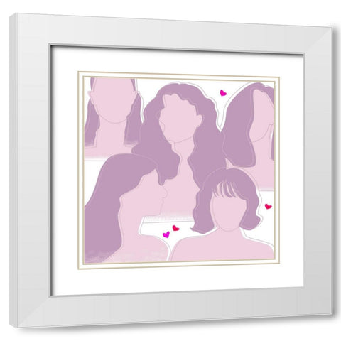 Happy Galentines Day IV White Modern Wood Framed Art Print with Double Matting by Wang, Melissa