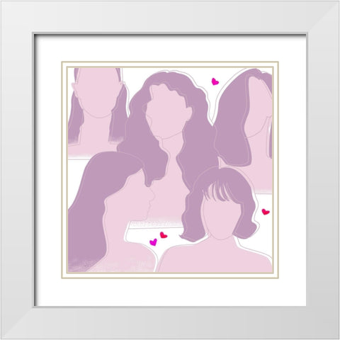 Happy Galentines Day IV White Modern Wood Framed Art Print with Double Matting by Wang, Melissa