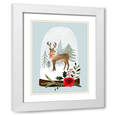 Snow Globe Village III White Modern Wood Framed Art Print with Double Matting by Barnes, Victoria