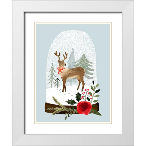 Snow Globe Village III White Modern Wood Framed Art Print with Double Matting by Barnes, Victoria