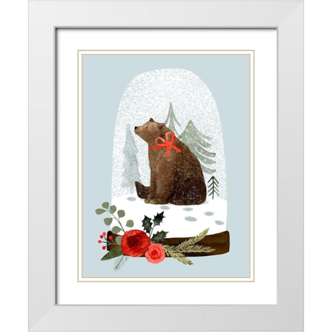 Snow Globe Village IV White Modern Wood Framed Art Print with Double Matting by Barnes, Victoria