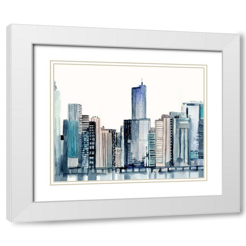 Watercolor Skyline I White Modern Wood Framed Art Print with Double Matting by Barnes, Victoria