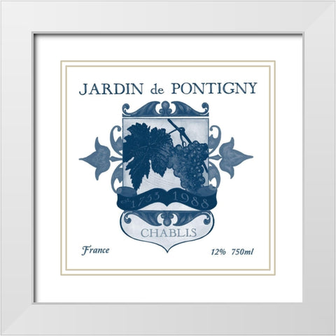 Indigo Wine Labels I White Modern Wood Framed Art Print with Double Matting by Vess, June Erica