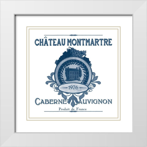 Indigo Wine Labels III White Modern Wood Framed Art Print with Double Matting by Vess, June Erica