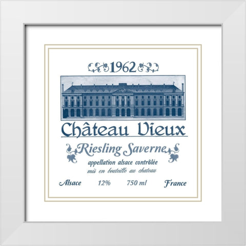 Indigo Wine Labels VII White Modern Wood Framed Art Print with Double Matting by Vess, June Erica